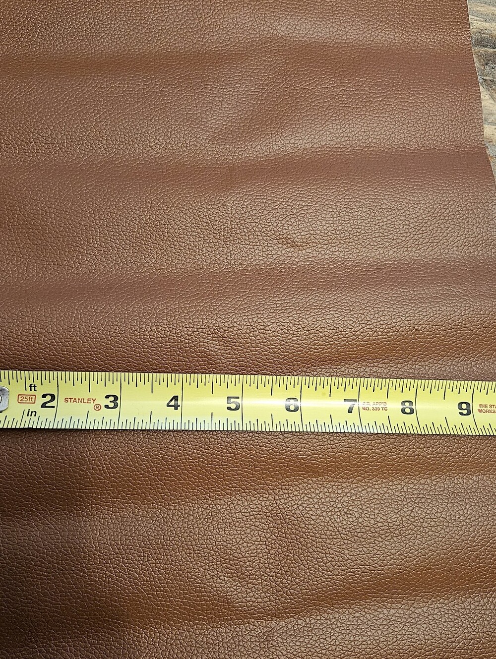 Rich Brown Leather-Look Fabric For Patching. Back Peels Off. 23 X 10